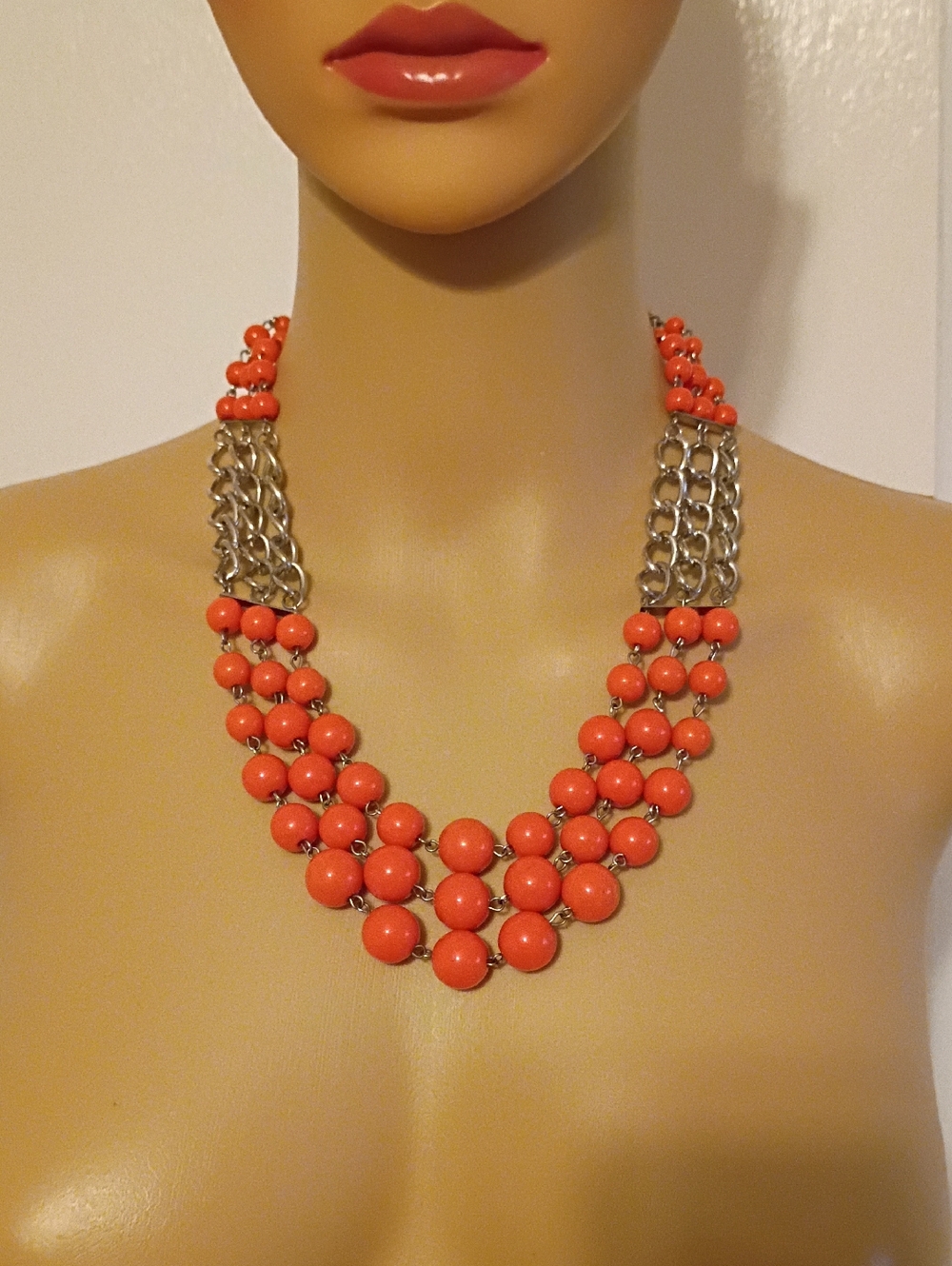 paparazzi Coral Multi-Strand Bead & Chain Statement Necklace